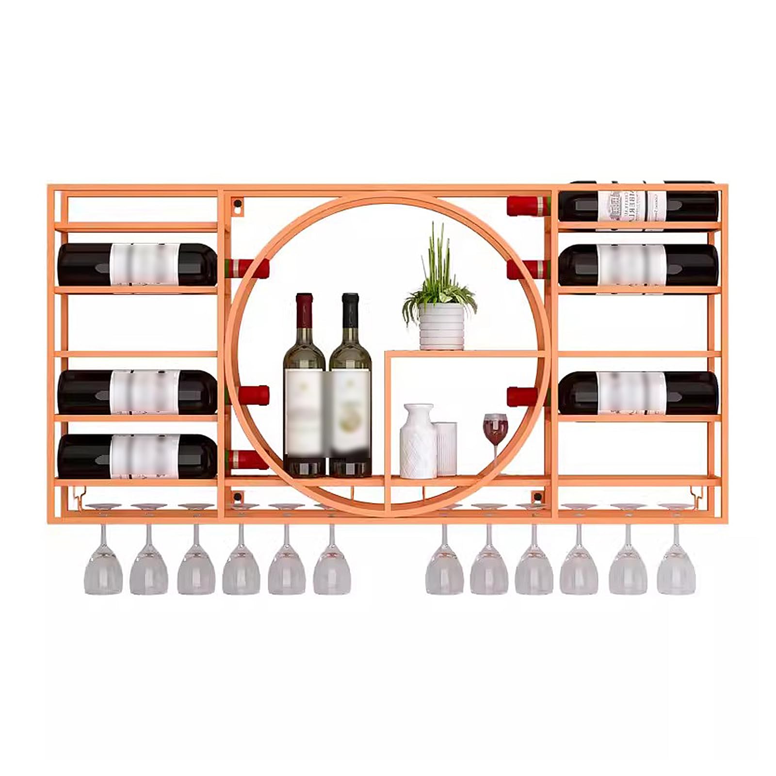 Casier à vin mural design industriel étagère bouteille et verre suspendu pour rangement