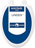 Mayfair Linden Elongated Slow Close Toilet Seat - Heavy Duty Wood, Non-Slip, Easy Install, White