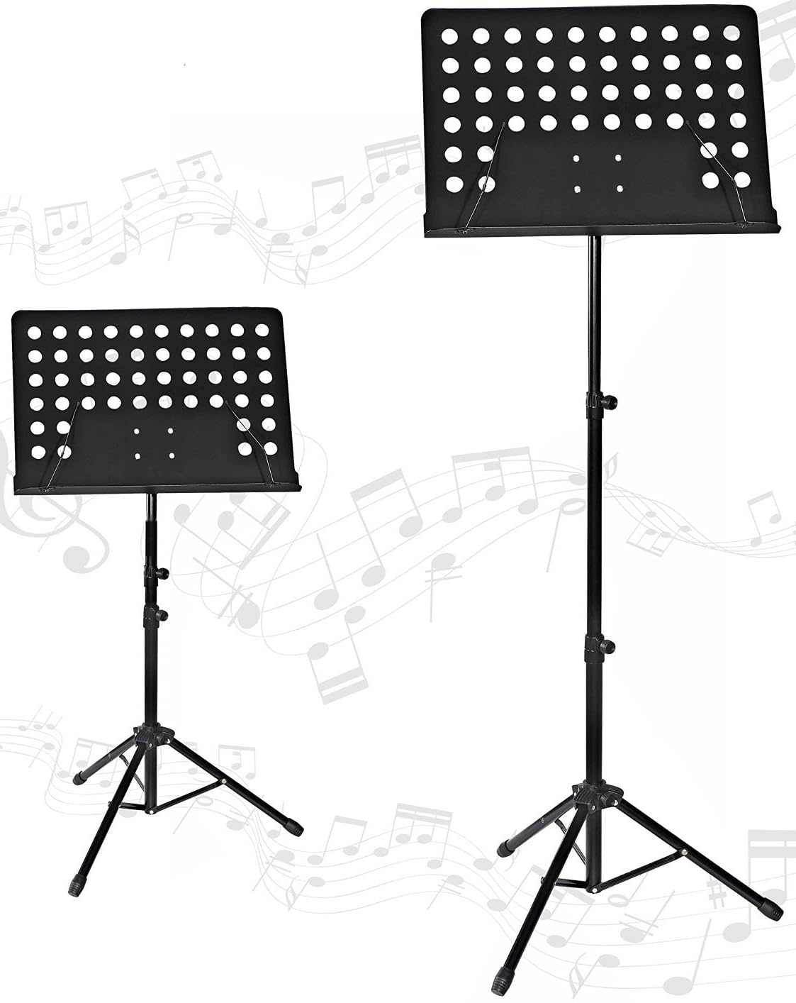 ROCKSTAR - Atril Director de Orquesta para Partituras Metálico Plegable MS02 Profesional Portatil Plegable, Altura Ajustable, Ligero y Compacto Viajes Negro Soporte Regulable en Altura