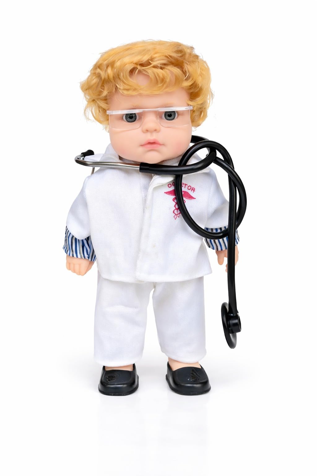 Doctor Doll for Kids with Stethoscope & Glasses | Cute Blonde Medical Pretend Play Toy | Soft Baby Doll in Doctor Outfit | Educational Role Play Gift for Boys & Girls,-image-47