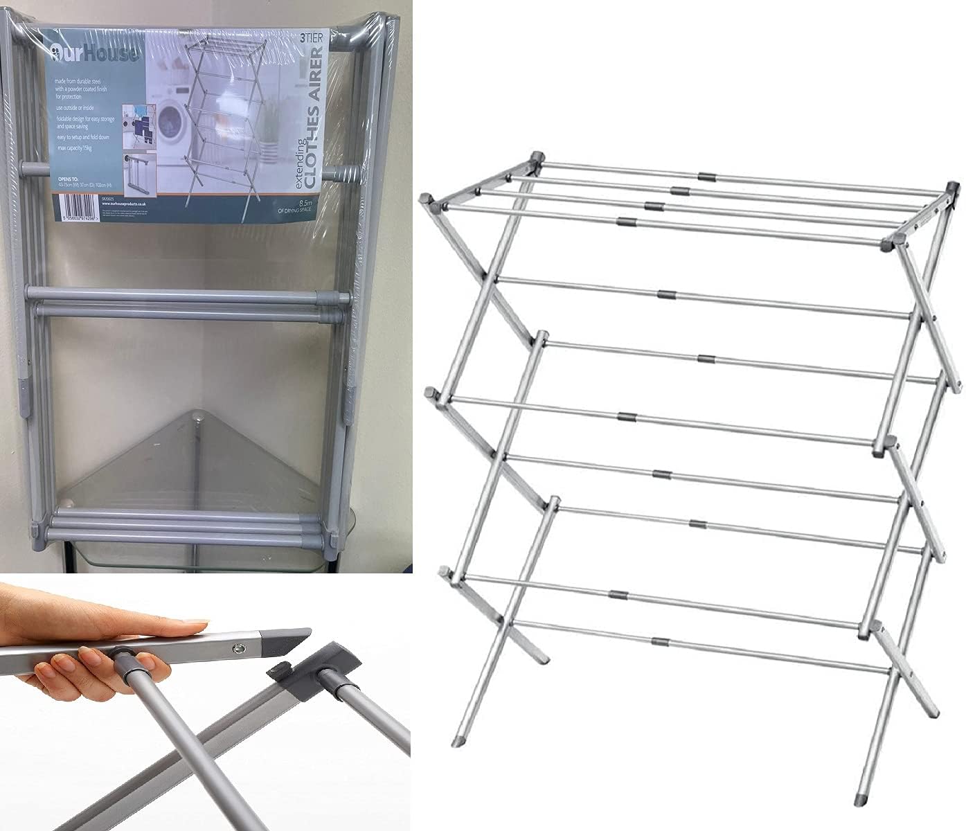 Lakeland Concertina Airer with Aluminium Rungs 6m of Drying Space Amazon.co.uk Home & Kitchen