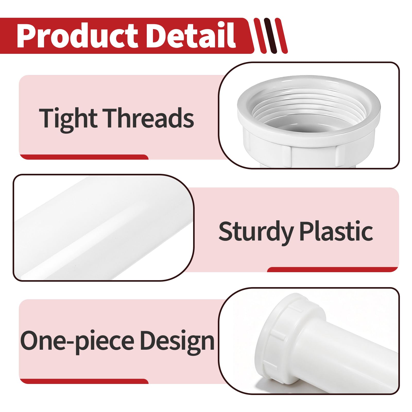 Set di 4 filtri per lavello PP15-6W, cordiera 3,8 cm di diametro x 15,2 cm di lunghezza, prolunga filettata in PVC per tubo di scarico del lavello della cucina, ricambio per Plumb Pak, design