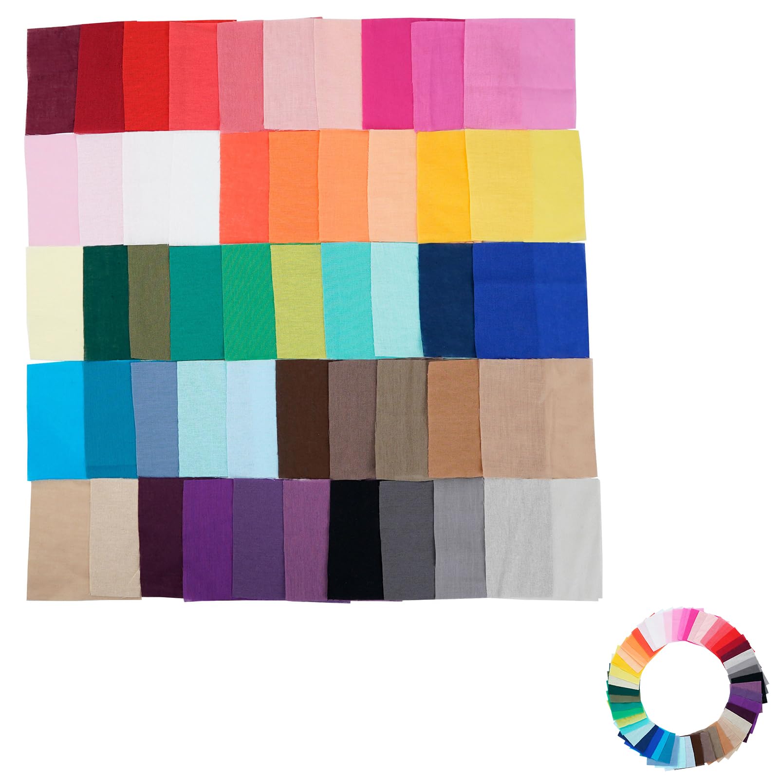 50 PCS Cotton Fabric Squares for Sewing, 10x10cm Precut Quilting & Patchwork Bundle, Coloured Mixed Squares Bundle for Artcraft Sewing Fabric Patchwork, Dressmaking & Embroidery Projects