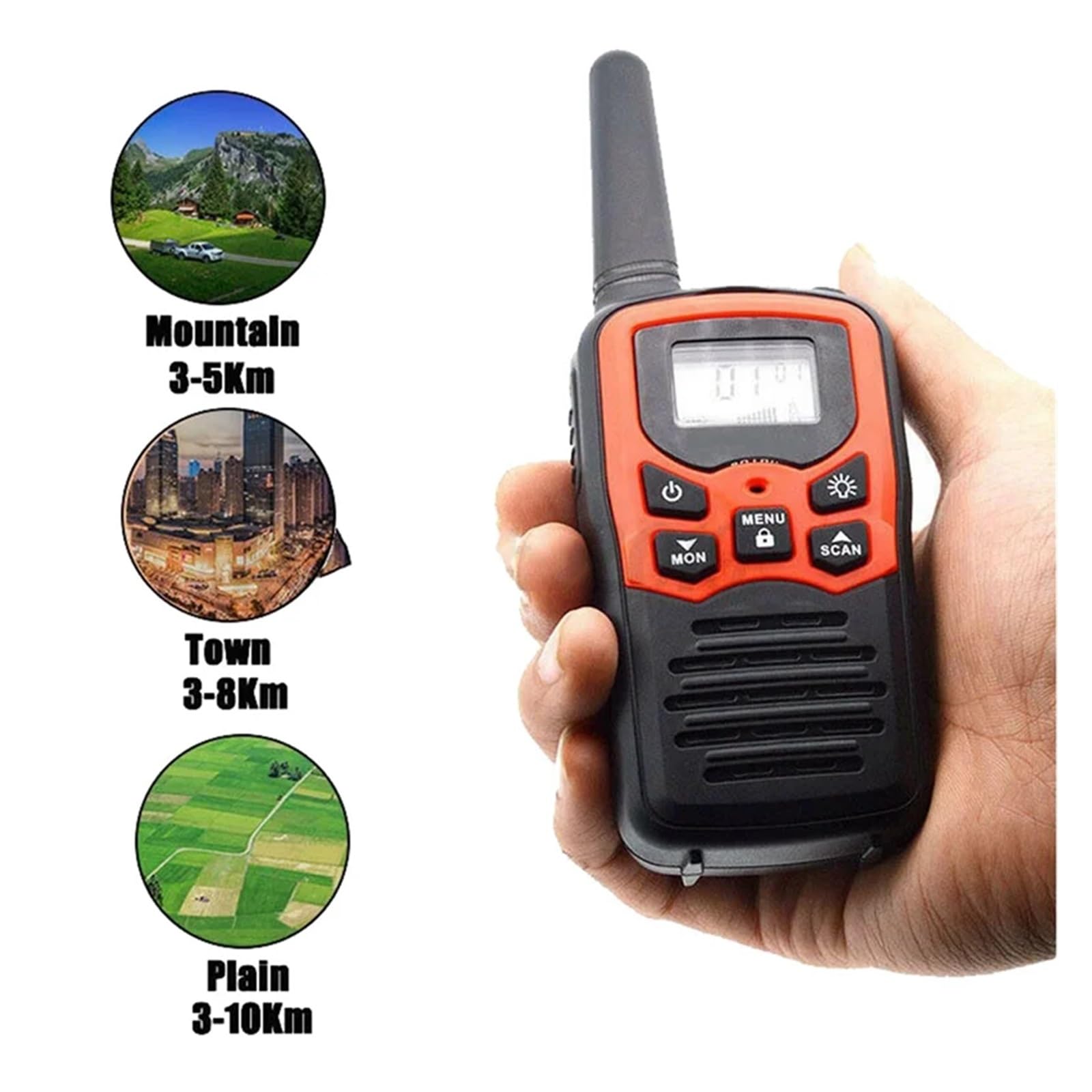 2 Sztuki Przenośne Radio Walkie Talkie 22 Kanały Zestaw 10 Km Uhf 400-470 MHz Dwuzakresowy Dalekiego Zasięgu Nadajnik-odbiornik HGC Czysta Transmisja GłOsu
