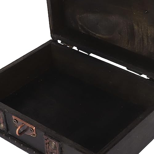 Miniatura 9 de Cofre de madera con cerradura Pequeña caja de almacenamiento decorativa de la vendimia
