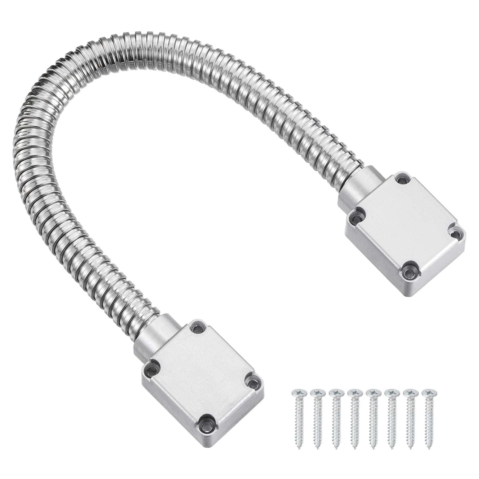 PATIKIL Armored Door Loop Wire Protection (400mm L 9/16"ID, Silver)(1Pcs), Door Wire Conduit Power Transfer Armored Cable Wire Sleeve Protector with Aluminum End Cap,Suit for-Access System