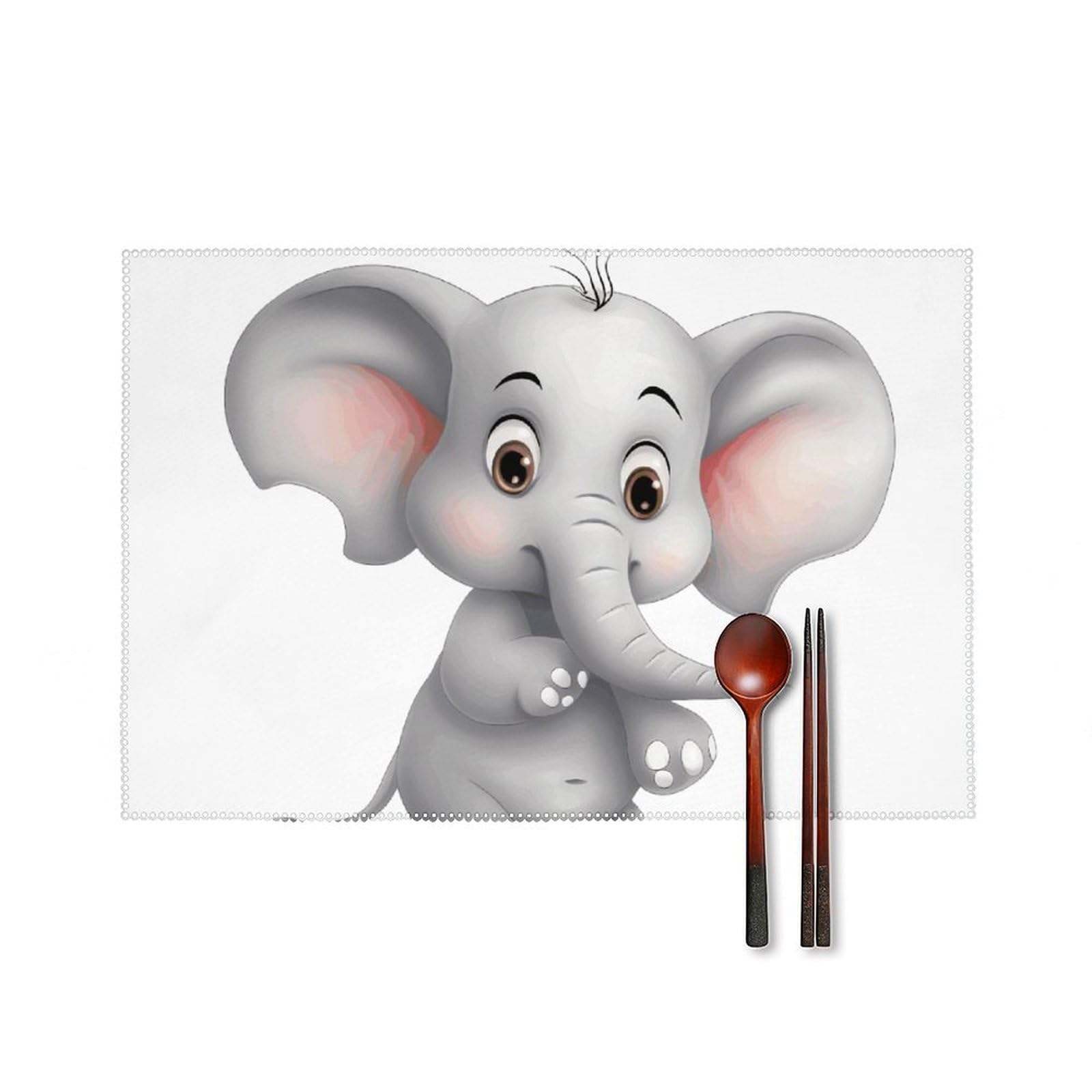 Cute Elephant Placemats Washable Not Fade Placemats Practical Heat Resistant Place Mats for Outdoor Patio Table Mats Kitchen Dining Party Decoration