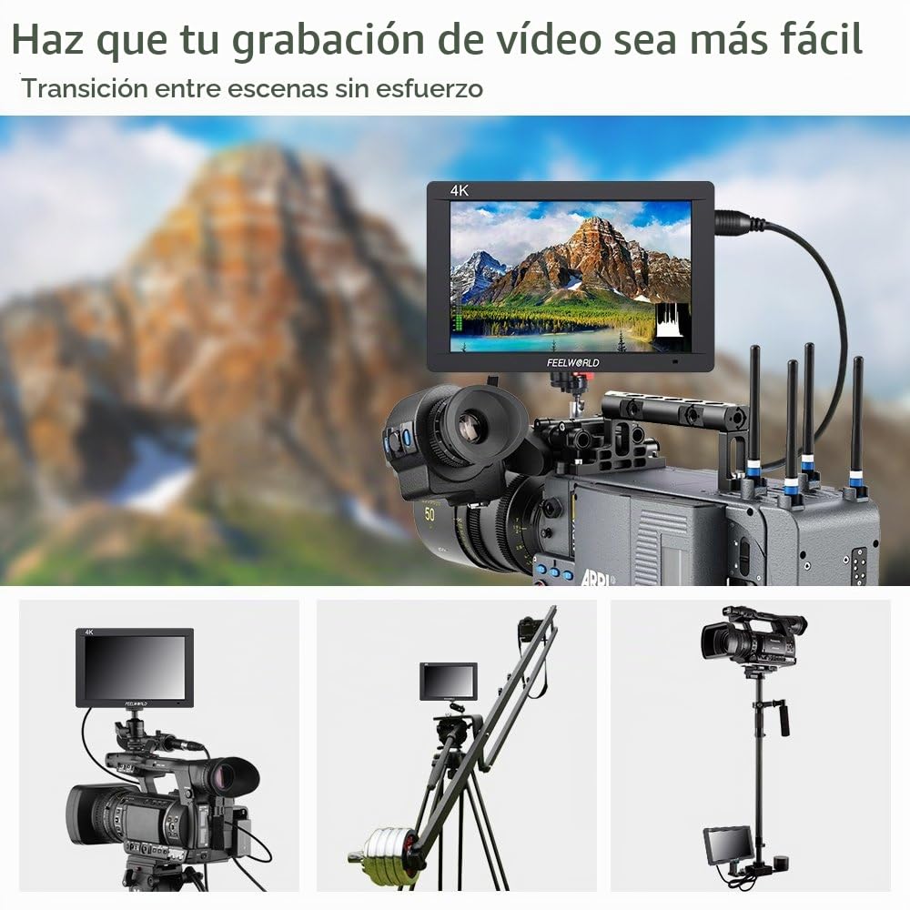 Feelworld FW703 7 Pulgadas On Cámara Field Monitor de Campo DSLR Camera Full HD Focus Video Assist 1920x1200 IPS con 4K HDMI 3G SDI Input Output Histogram