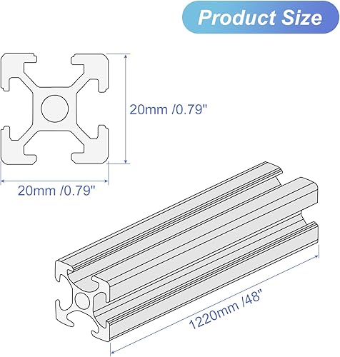 Miniatura 2 de MECCANIXITY 10 piezas de extrusión de aluminio con ranura en V 2020, estándar europeo, 48.031 in, 48 pulgadas de longitud, riel anodizado blanco