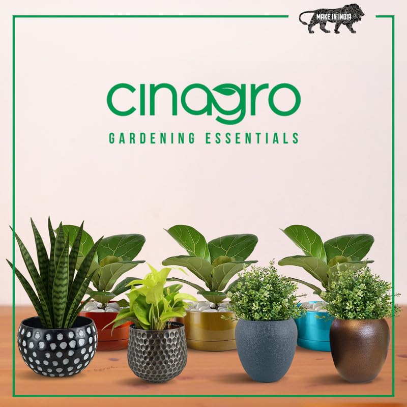 Image of CINAGRO Metal Planter Pot for Indoor Plants, Round Decorative Flower Pot, Rust-Resistant, Modern Plant Holder for Home, Balcony, Office (13.97 x 17.78 cm, Dot Ritual)
