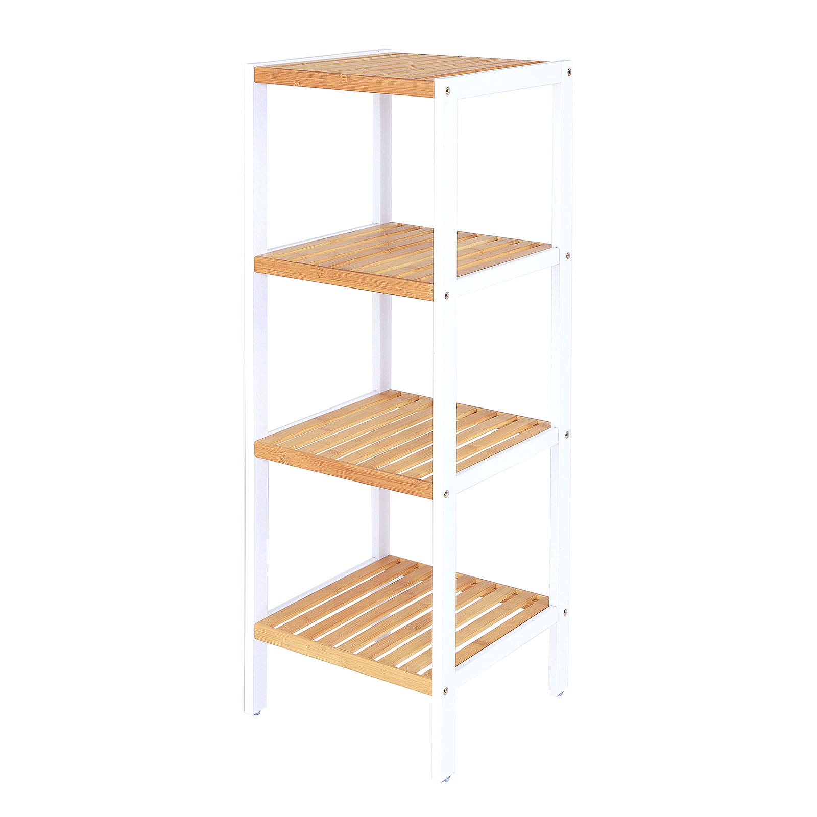 tavora Estantería de Madera con 4 estantes 33x33x98 cm, Natural/Blanco