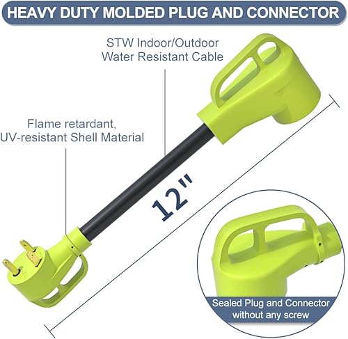 Miniatura 3 de AOWEITOUR Cable adaptador RV de 30 amperios a 50 amperios, NEMA TT-30P macho a hembra 14-50R Dogbone, para caravana, remolque, cámper, resistente,