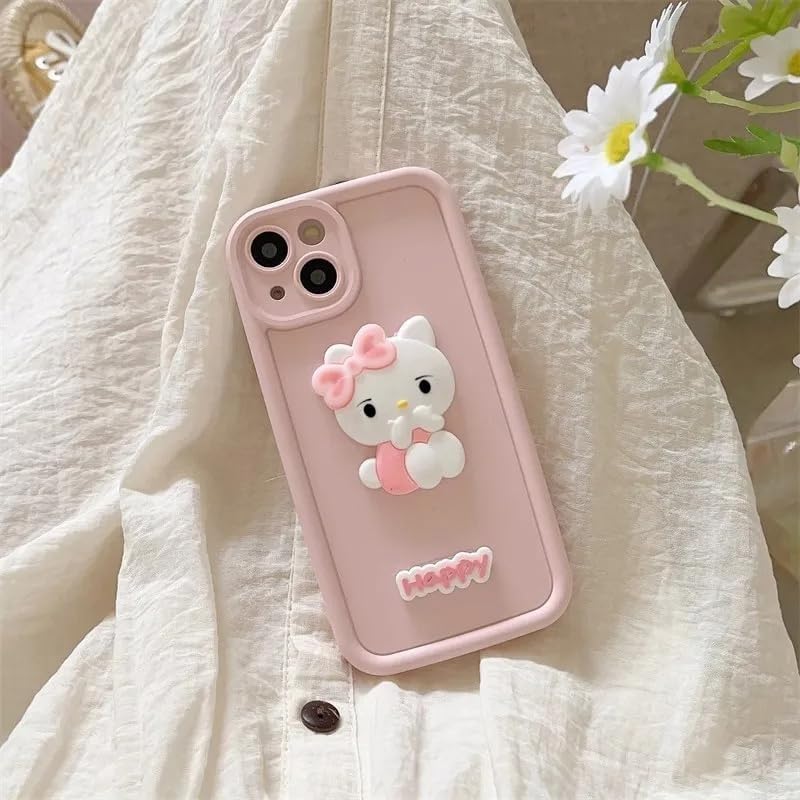 Dezet Cute 3D Cartoon Happy Kitty Soft Silicone Back Cover for