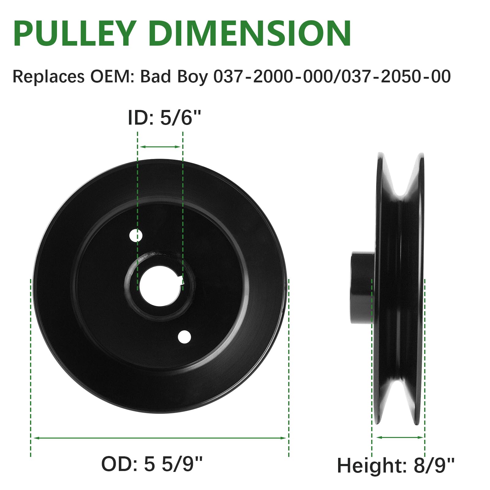 Husillo de cubierta 037-2000-00 (3 unidades) sustituye a 037-2050-00 con polea 033-4890-00 para cortacésped Bad B oy MZ, MZ Magnum de 54 pulgadas