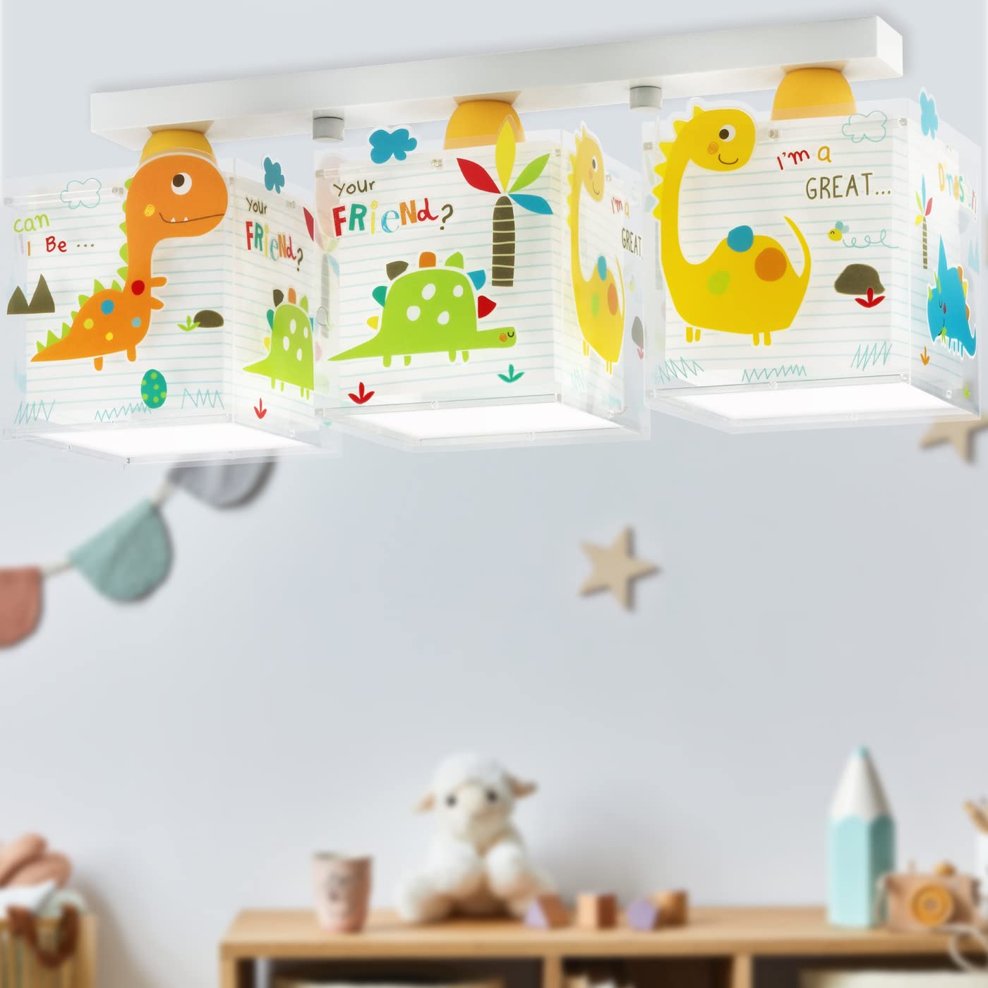 Dalber Lámpara Plafón Infantil 3 Luces Dinosaurios 73453 E27