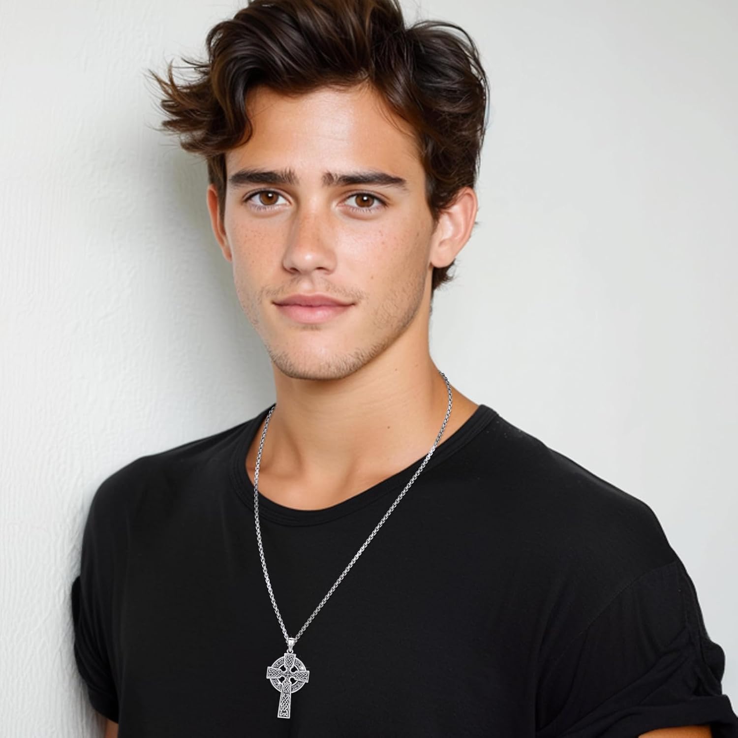 Celtic Cross Necklace for Men Women 925 Sterling Silver Celtic Cross Pendant Evil Eye Necklace Irish Trinity Knot Crucifix Jewelry - Image 6