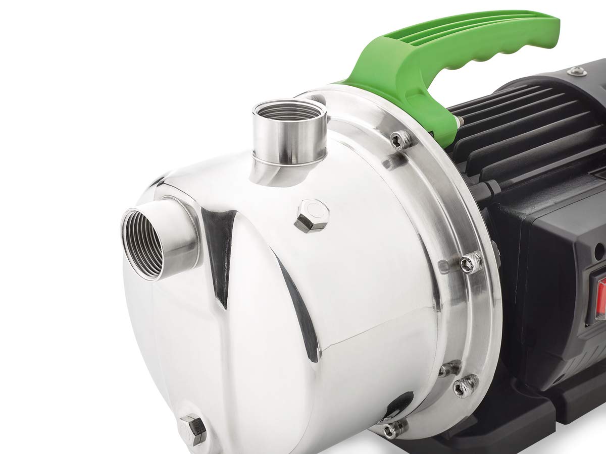 Gartenpumpe GP 4500 (4.500 l/h Fördermenge, 4,5 bar, 45 m Förderhöhe, 900 W) - zur Bewässerung von Grünflächen/Gartenpumpe mit Tragegriff, Wasserablass- und -einfüllschraube