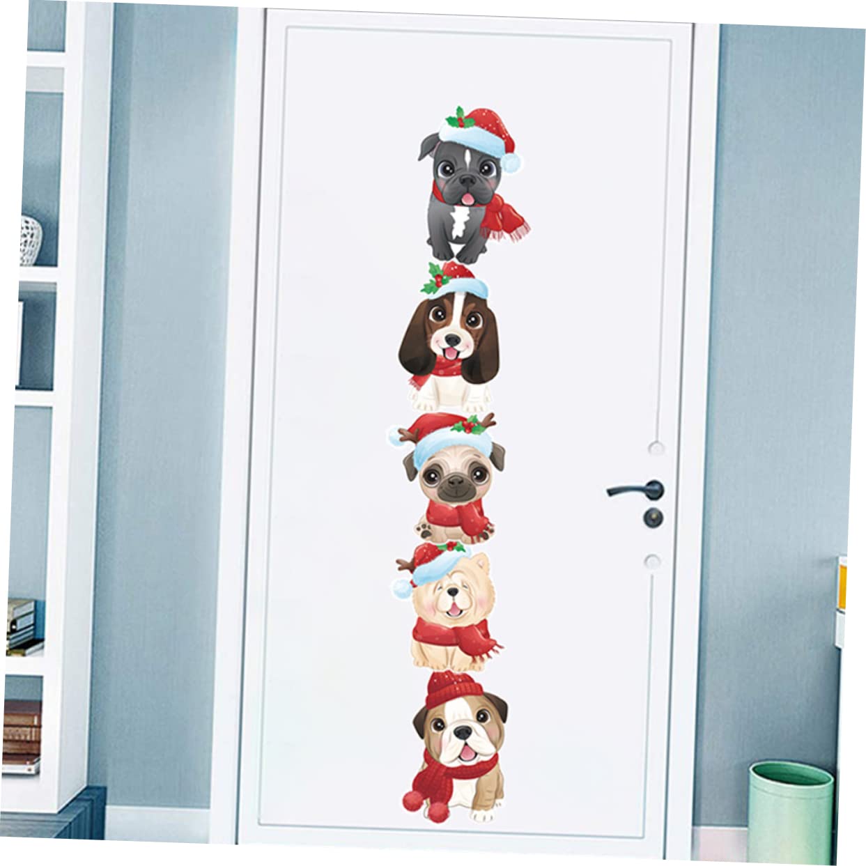 Gatuida 5 Fogli Adesivi Ornamenti Natività Per Albero Di Natale Adesivi Murali Ghirlanda Cartone Animato Cane Natale Finestra Decalcomania Decorazione Finestra Creativo Iridescente