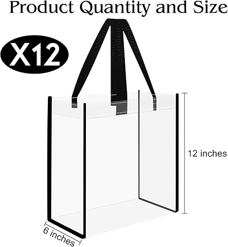 Miniatura 2 de Mototo Bolsa de plástico de PVC transparente aprobada para estadios con asas para trabajo, playa, gimnasio, deporte, 12 x 12 x 6 pulgadas,