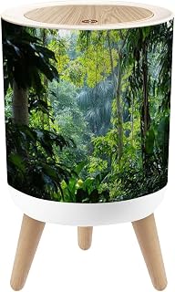 Small Trash Can with Lid Tropical Trees Sunlight Jungle 1.8 Gallon Dog Proof Trash Can Round Garbage Can Waste Bin Wastebasket for Bathroom Bedroom Living Room
