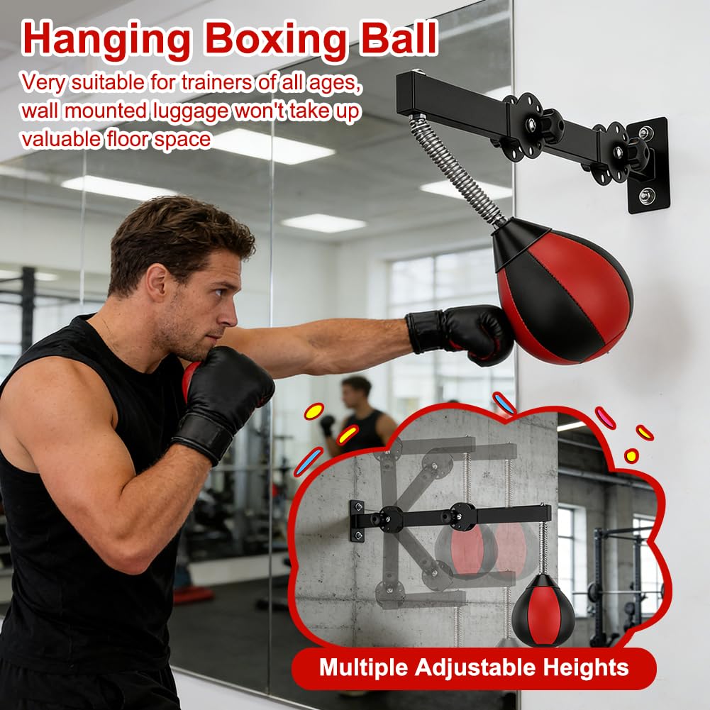 Punch Fit Speed Punching Ball Montage mural Hauteur réglable pliable Sac de frappe pour enfants adolescents adultes Entraînement à la maison