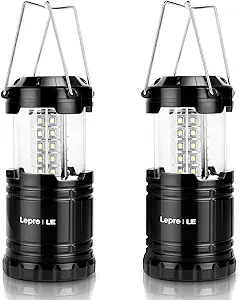 Lepro LED Camping Lanterns Battery Powered, Collapsible, IPX4 Water Resistant, Outdoor Portable Lights for Emergency, Hurricane, Storms and Outages
