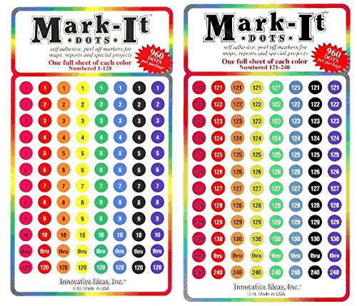 Mark-It Large Assorted Numbered Dots 1-240