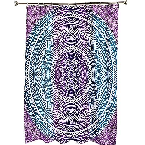 Rideau douche polyester mandala violet imperméable avec crochets - 6