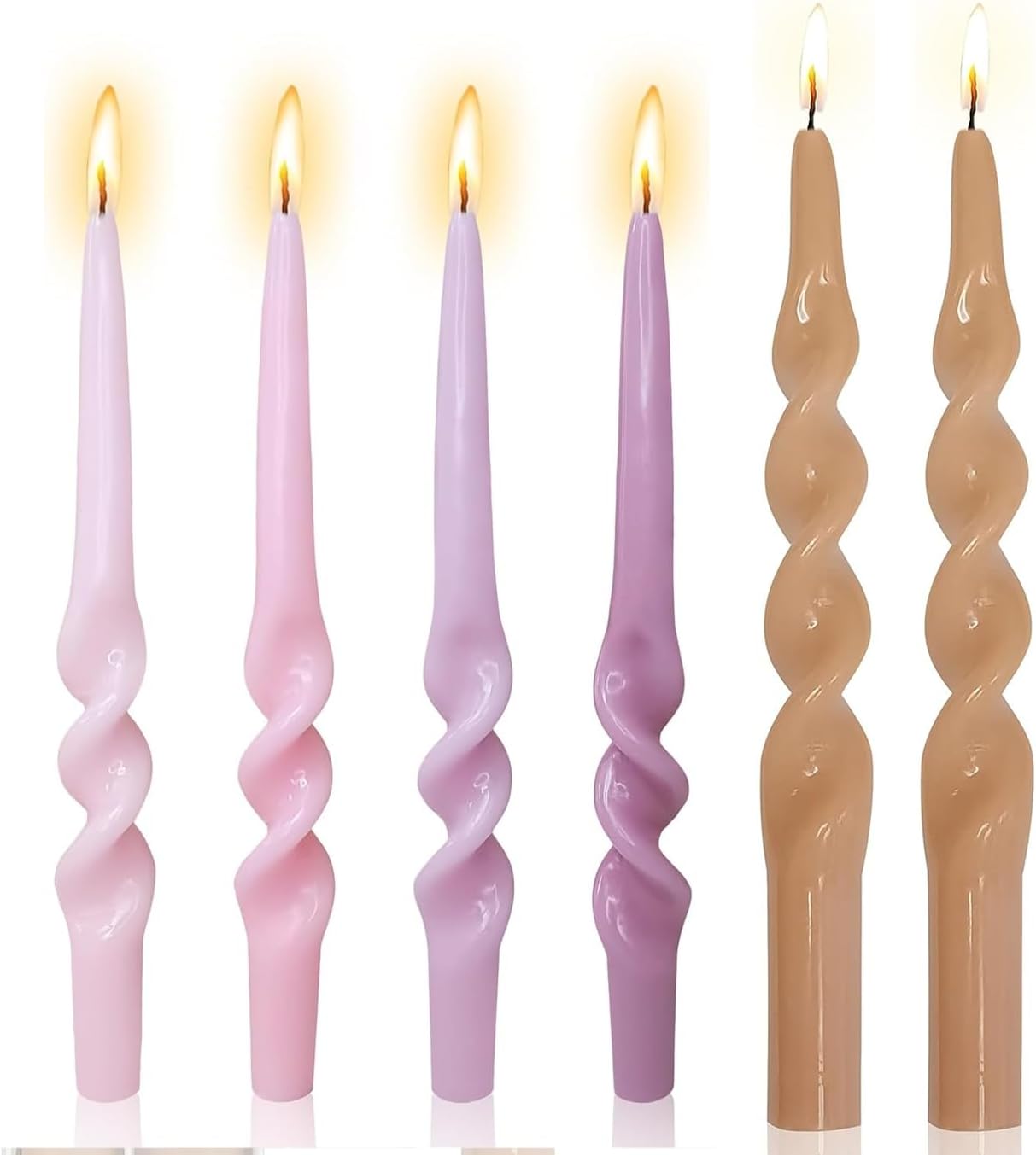 Long Candlesticks Spiral Taper Candle - Gedengni Set of 6 Twisted Candle Long Candle Sticks Brown Tapered Candles Tall 10INCH for Home Holiday Wedding Party