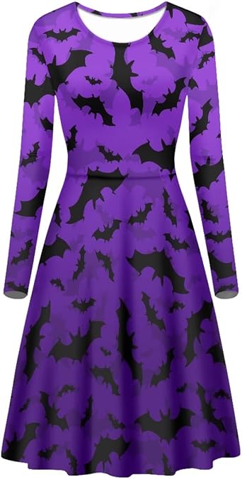 POLERO Mushroom Dresses for Women Midi Dresses with Long Sleeve Mushrooms Casual Dresses