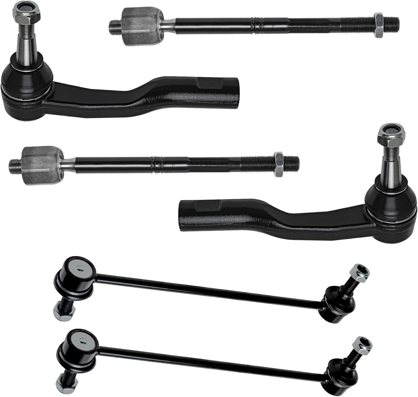 Detroit Axle - Front 6pc Suspension Kit for 2013-2015 Chevrolet Malibu, 4 Tie Rod Ends 2 Sway Bar Links 2014 Replacement