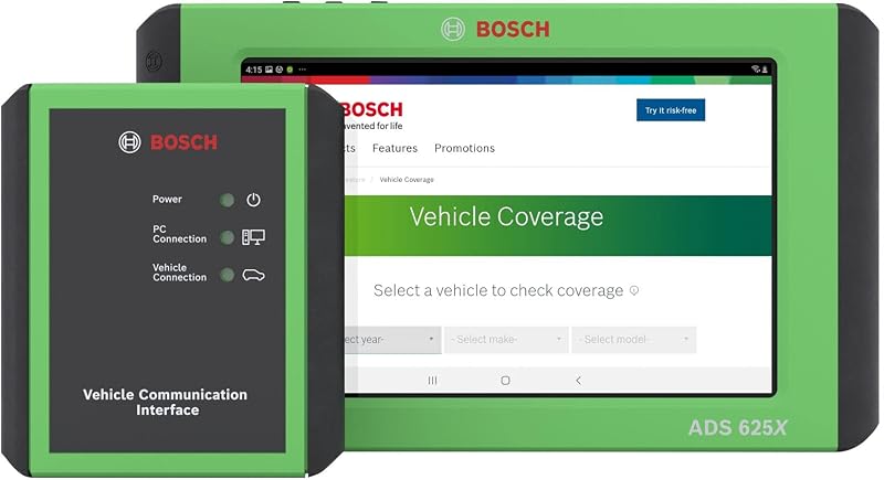 Scanner Automotivo Bosch 3975 ADS 625X com VCI sem fio, tela de 10 pol. e estação de acoplamento