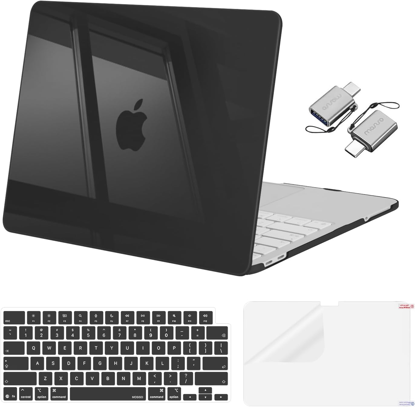 MOSISO Crack-Resistant Cover Compatible with MacBook Neo Case 13 inch 2026 Release Model A3404 with A18 Pro Chip, Protective Hard Shell&Keyboard Cover&Screen Film&Type C, Crystal Black