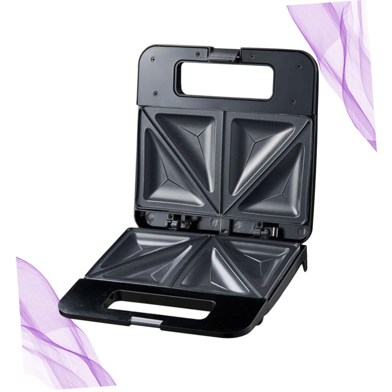 Toyvian Sandwichera Eléctrica Antiadherente con Doble Calentamiento Rápido Máquina de Desayuno Compacta para Pan y Pastel Horno Tostador Negro con Control Automático y Base Antideslizante