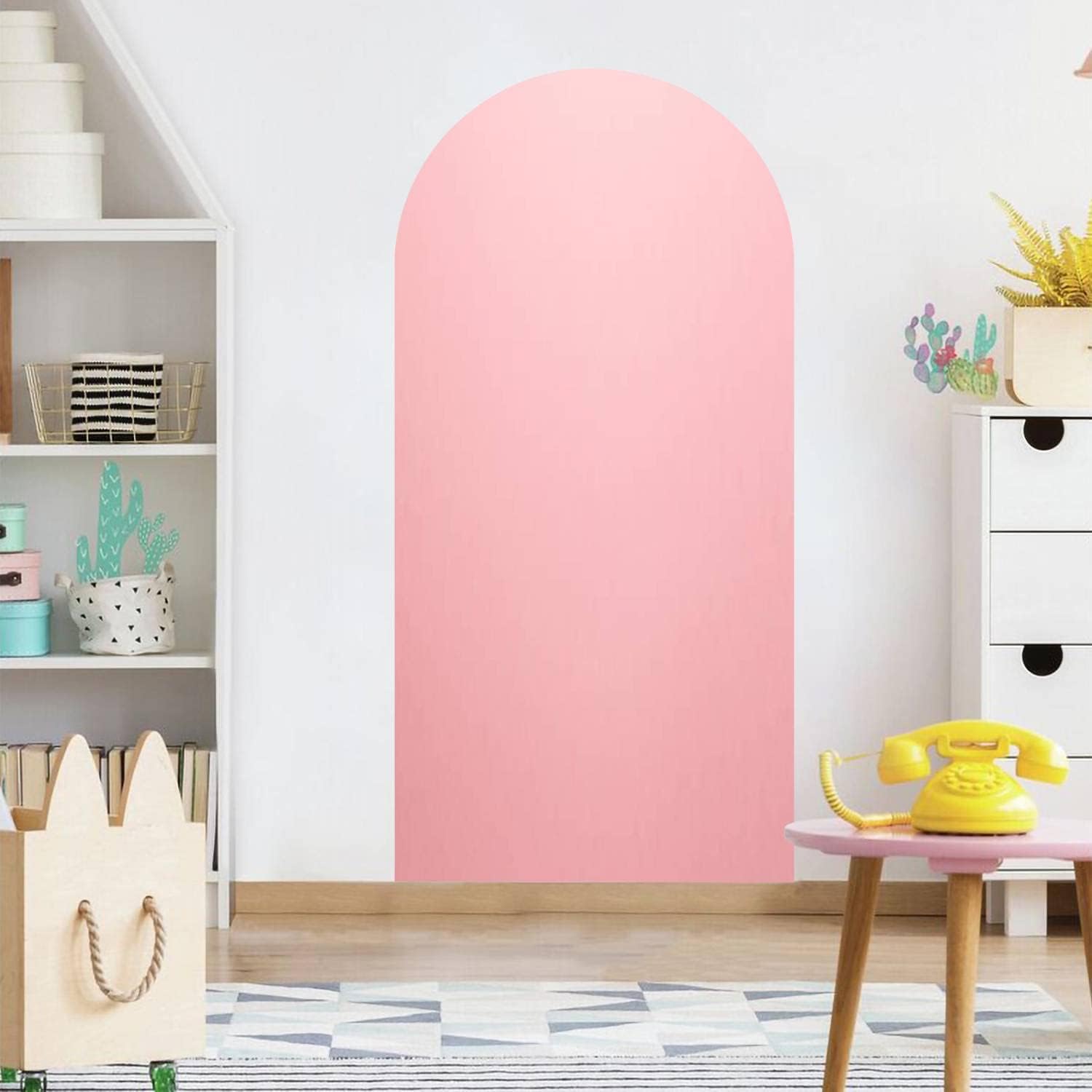 Arch Wall Decal Abstract Pink Pink Paper in Pastel Colours Bright Halftone Light Paper Peel and Stick Wallpaper Self-Adhesive Removable Wall Sticker Mural Wall Decor for Living Room Bedroom Nursery