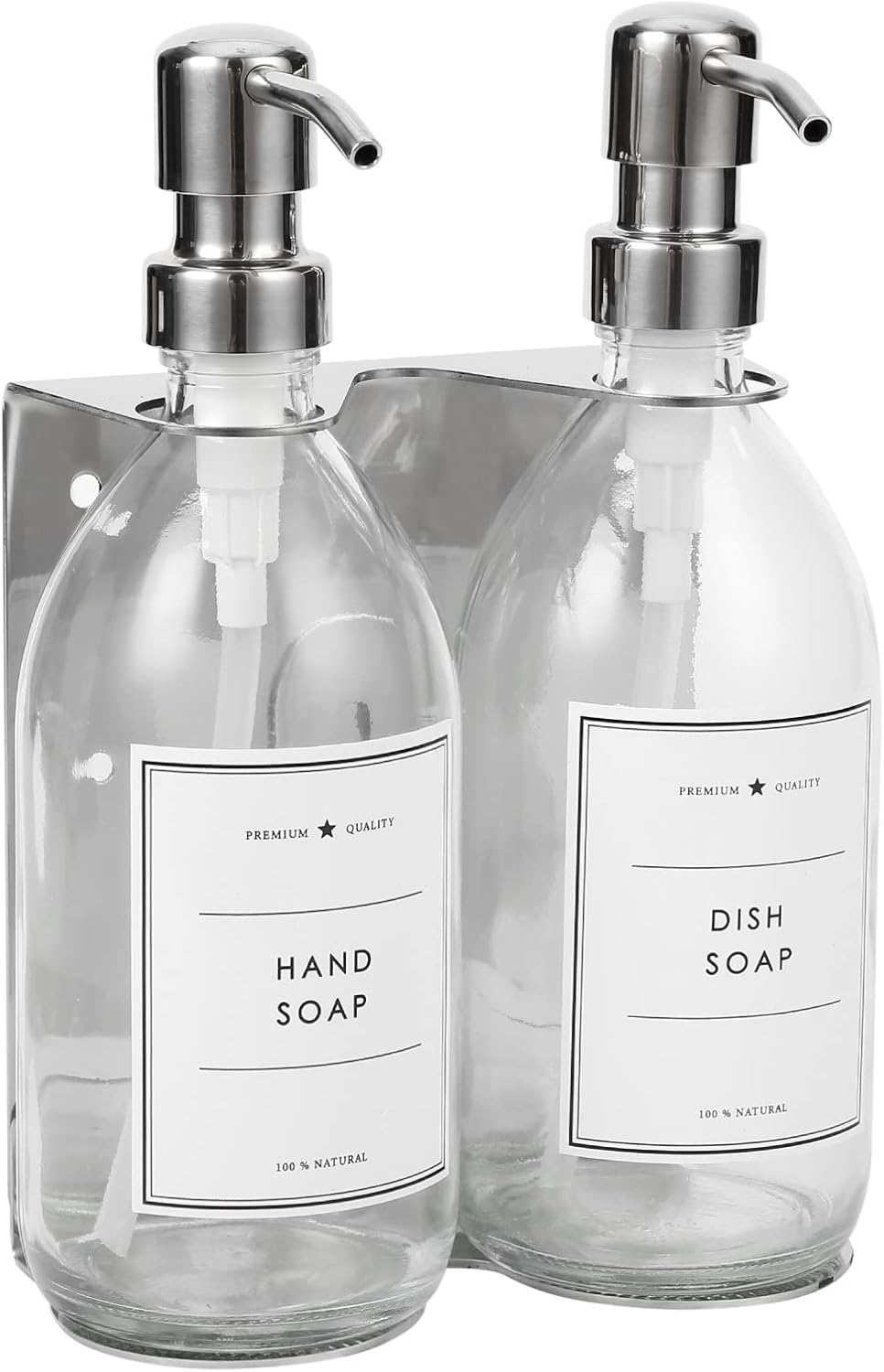 KUSVADO Glass Soap Dispenser Wall Mounted, NoDrill Wall