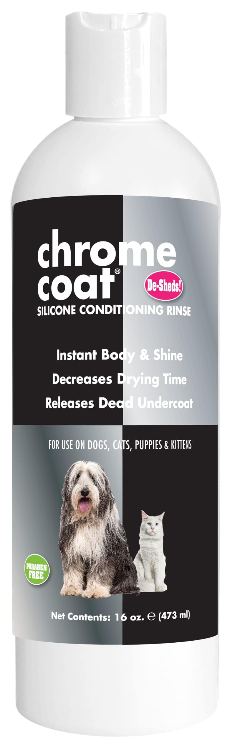 Chrome Coat® Pet Conditioner for Dogs & Cats 16 oz. | Long-Lasting Softness | Cruelty-Free | Paraben-Free | Biodegradable and Non-Toxic | Made in The