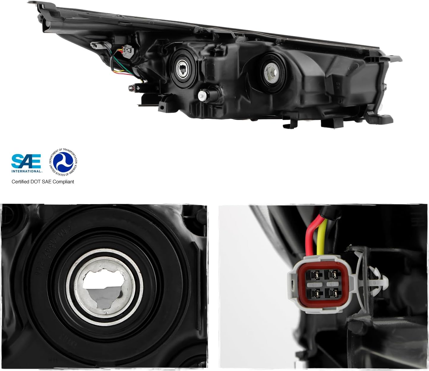 AKKON - Fits 2014 2015 2016 Toyota Highlander Chrome Projector Headlights Headlamps Pair Driver Left+Passenger Right