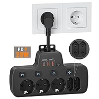 PD20W Presa Multipla Salvaspazio con USB,Ciabatta Multipresa con Interruttori Indipendenti,Ciabatta