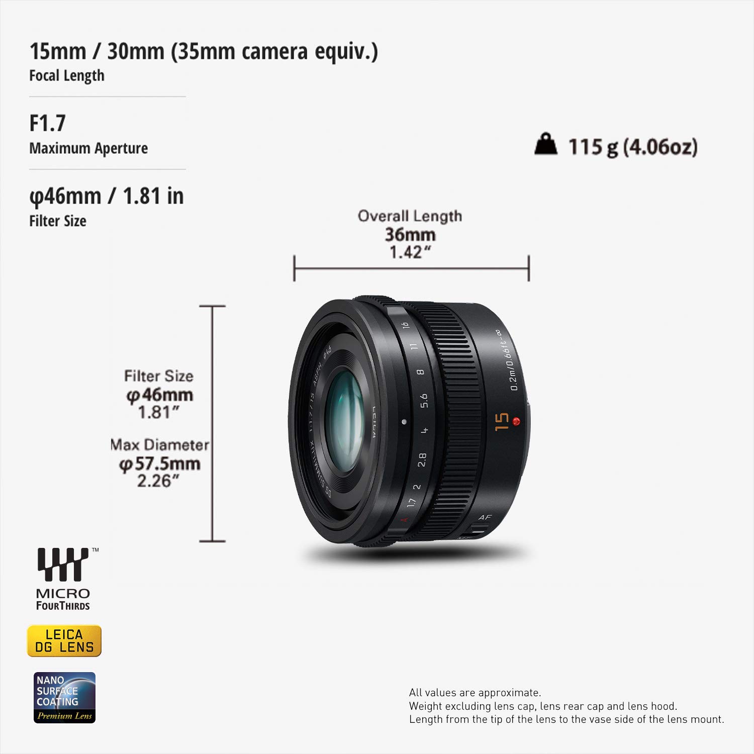 Amazon.com : Panasonic LUMIX G Leica DG SUMMILUX Lens, 15MM