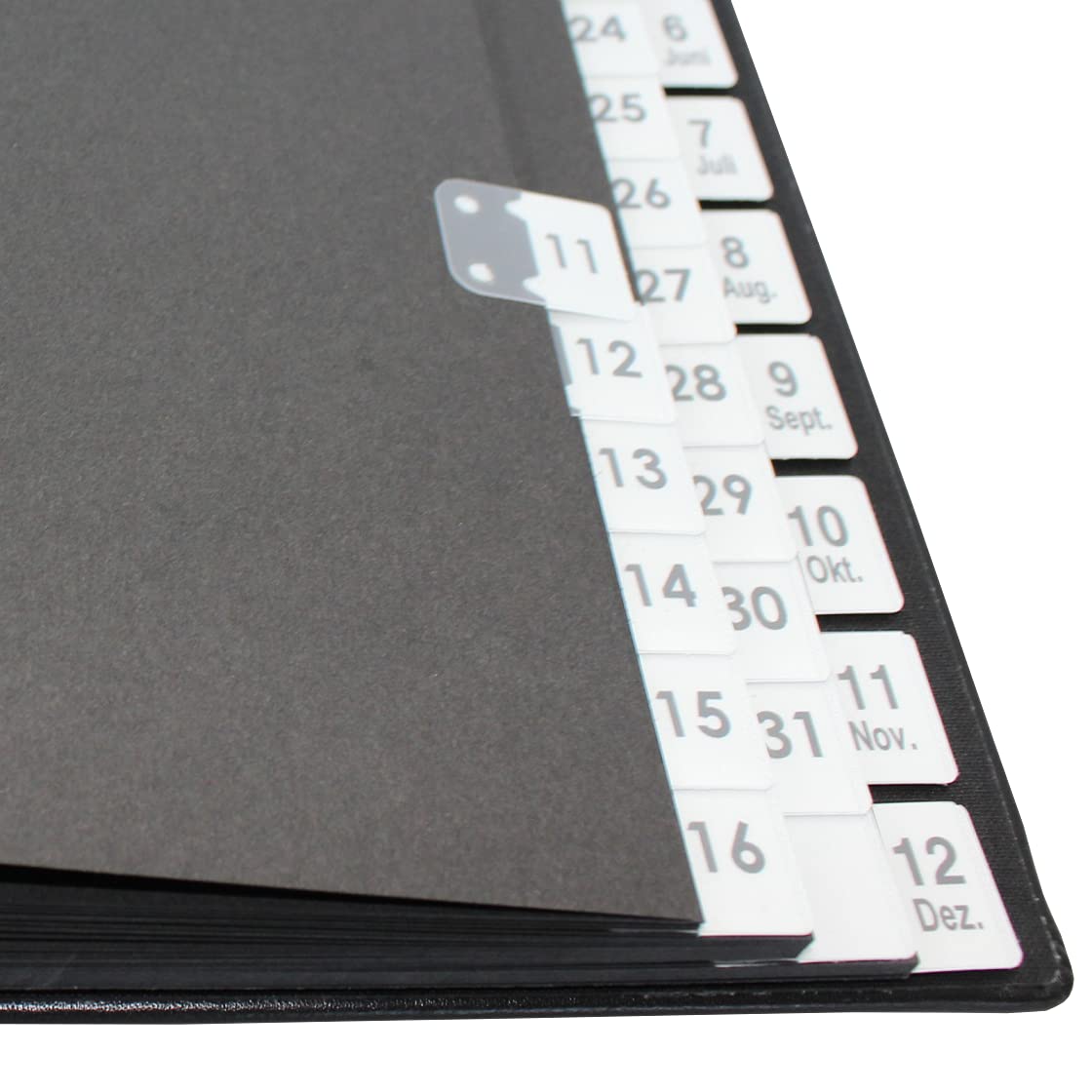 Classificatore con indice 1 – 31 Plus 1 – 12 (jan. dez.) nero Custodia in pelle bovina liscia