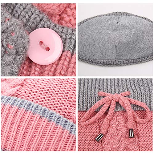 Eseres Pink Ski Mask Scarf Knitted Hat For Women Fleece Lined Winter Beanie With 3 In 1 Hat Scarf Mask #TOP4