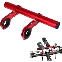 Bike Handlebar Extender, 8" Handlebar Extension with Two Mounting Clamp Brackets, Multifunctional Aluminum Alloy Bicycle Handlebar Extender for Headlight Speedometer Phone Mount Red