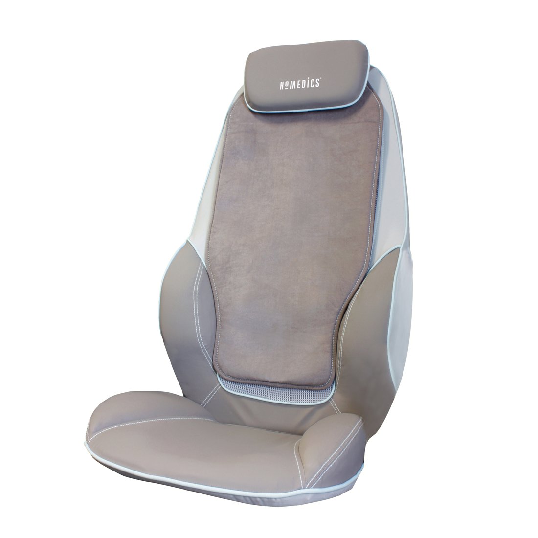 HoMedics ShiatsuMax, Sedile Massaggiante Shiatsu per Schiena, Area Lombare e Spalle, Poltrona Massaggiante Elettrica con 14 Programmi di Massaggio a Intensità Variabile, Funzione Calore, Grigio