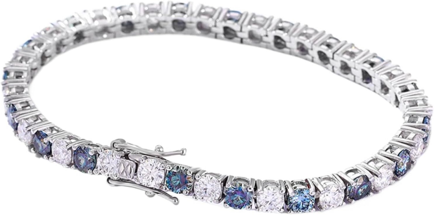 Amazon | LOEXZAH ブルー ホワイト レディース モアッサナイト テニス