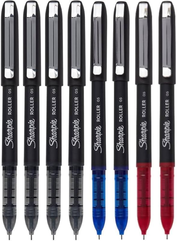 Rollerball Pen, Needle Point (0.5mm) Precision Pen, Assorted Ink, 8 Count