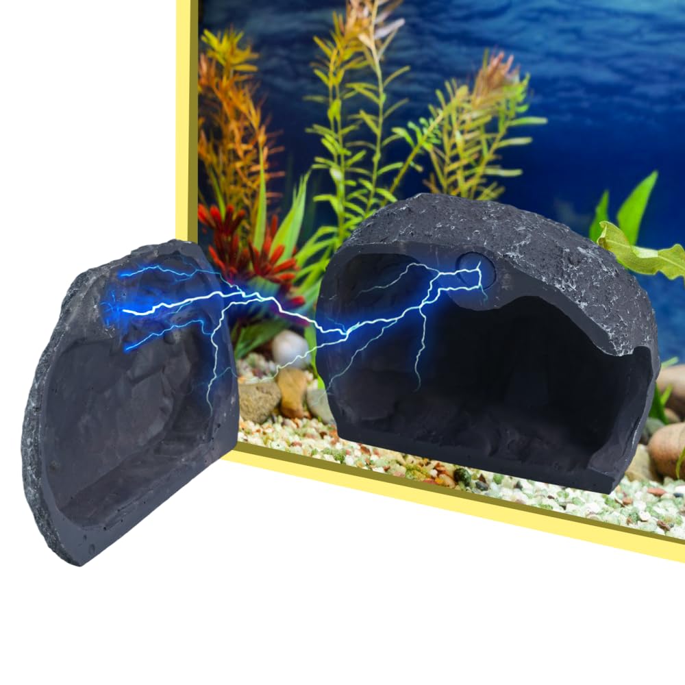 Dongker Color 2 Magnetic Aquarium Cave Rocks,Resin Pleco Hideout Detachable Hollow Easy Viewing Shelter With Strong Magnet For Betta Shrimp Small Fish And Reptiles