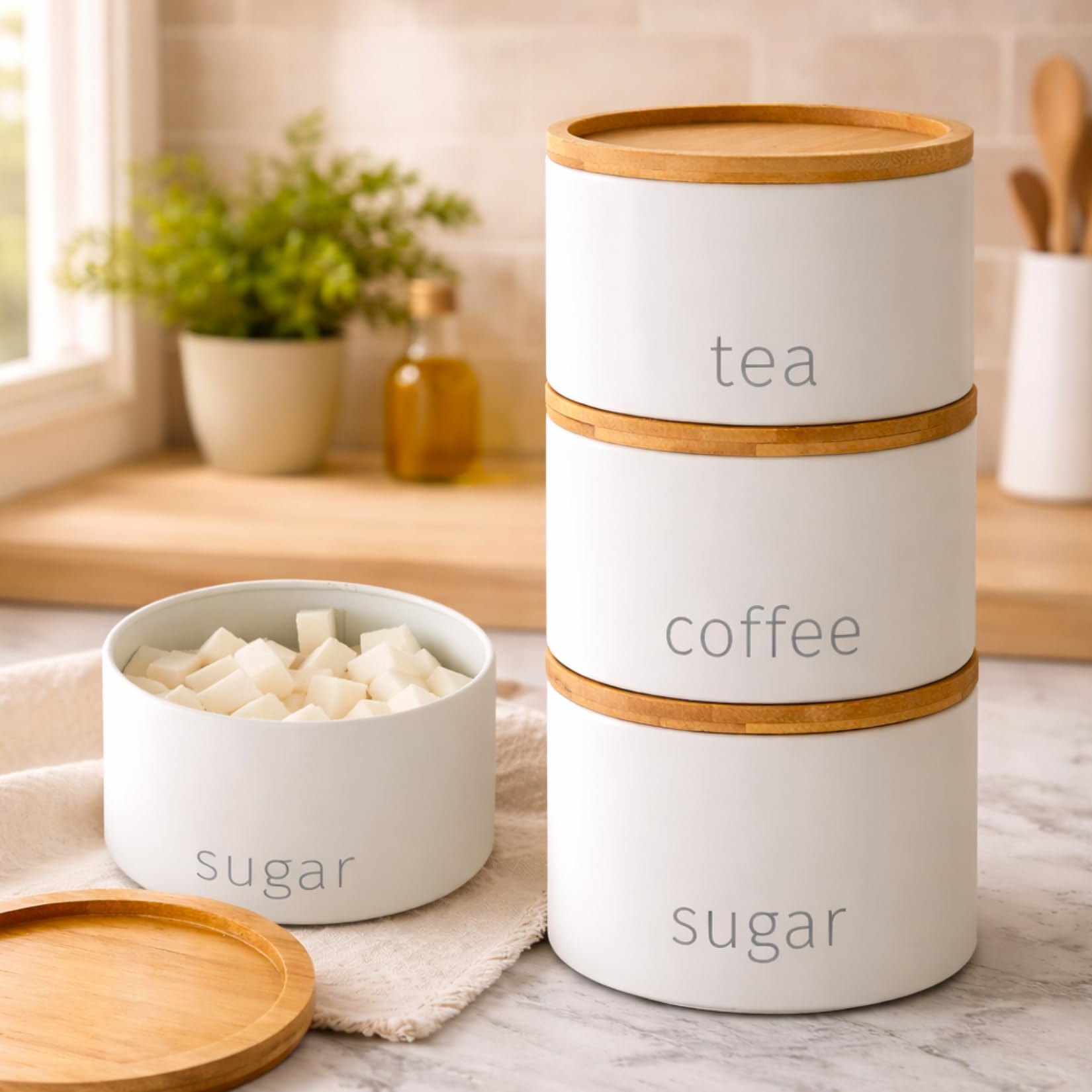 Lot 12 Tubes En Verre Avec Couvercles Bois - Rangement Café Thé Épices