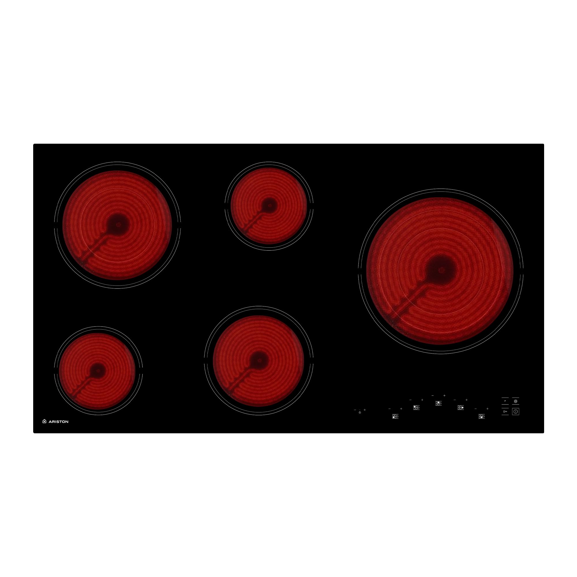 Ariston 90 cm Built-in Electric Hob 5 ‎Over-Heating Temperature Protection, Kanger Glass Ceramic, 8900 Watts, Touch Control, Hi-Light Heating Elements, Touch Control, 1-Year Warranty-HR9020B