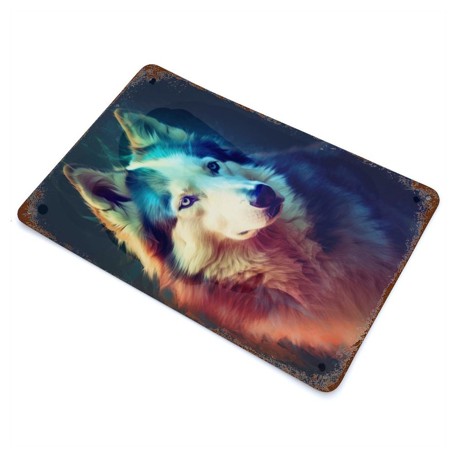 Husky Douple Exposure Rustic Tin Plaque 11.8"x7.9", for Shed, Workshop And Garage Wall Decor, Shabby Chic Decor